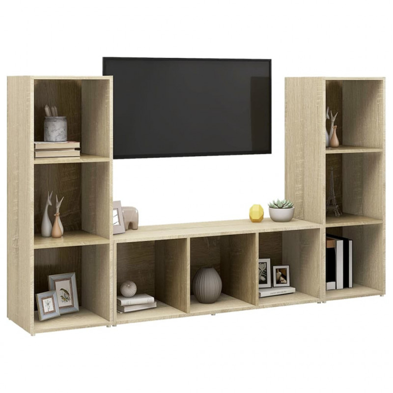 Szafki TV, 3 szt., dąb sonoma, 107x35x37 cm