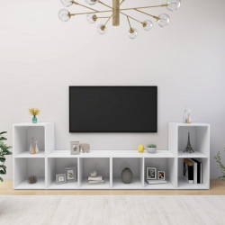 Szafki TV, 4 szt., białe, 72x35x36,5 cm, płyta wiórowa