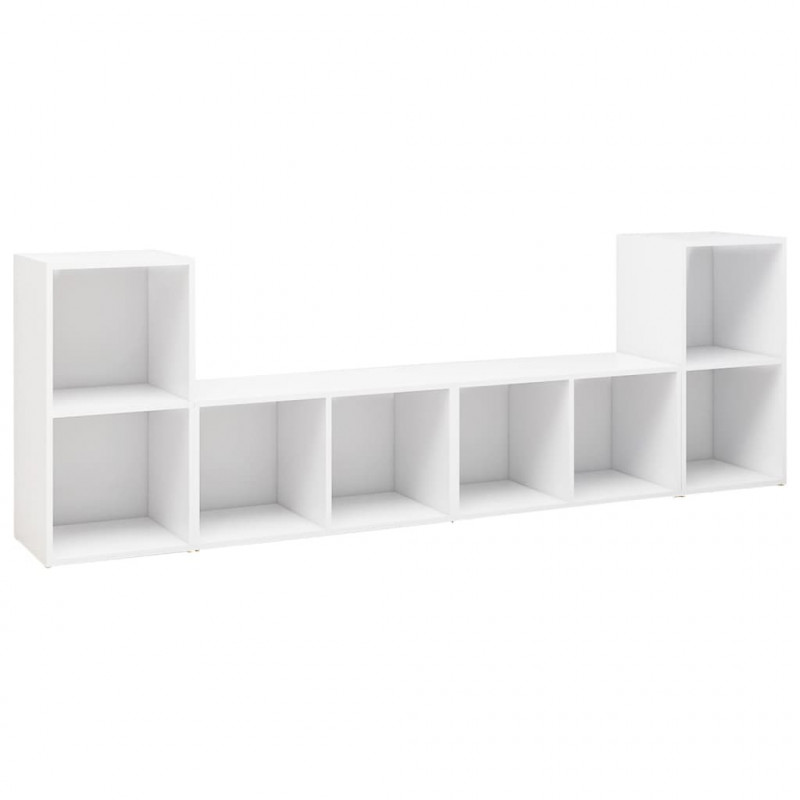 Szafki TV, 4 szt., białe, 72x35x36,5 cm, płyta wiórowa