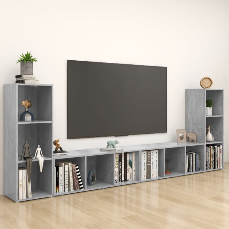 Szafki TV, 4 szt., szarość betonu, 107x35x37 cm