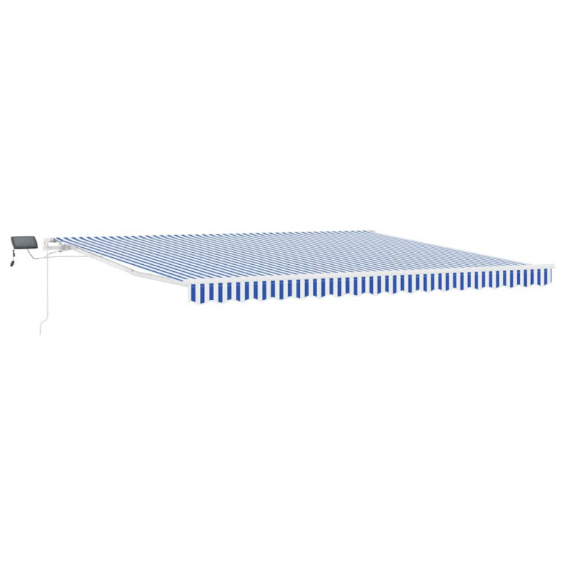 Markiza zwijana Ze LED Lights Niebieski i biały 500 × 300 cm