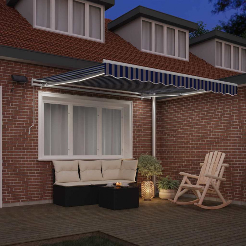 Markiza zwijana Ze LED Lights Niebieski i biały 350 x 250 cm