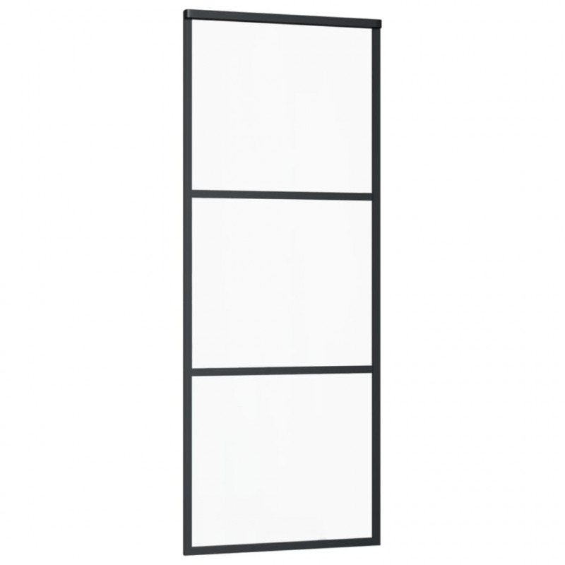 Drzwi przesuwne z osprzętem, szkło ESG i aluminium, 76x205 cm