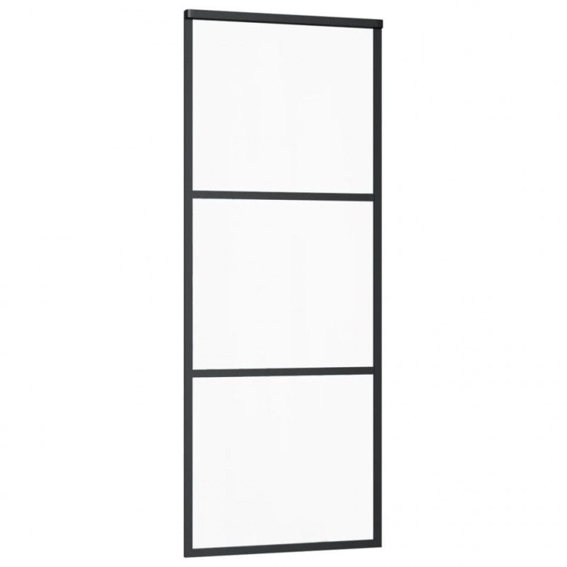 Drzwi przesuwne z osprzętem, szkło ESG i aluminium, 76x205 cm