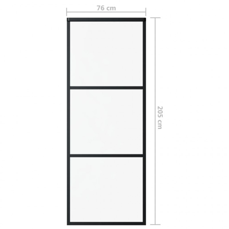 Drzwi przesuwne z osprzętem, szkło ESG i aluminium, 76x205 cm