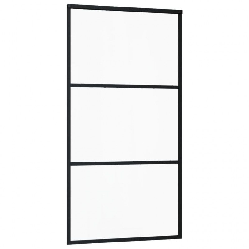 Drzwi przesuwne z osprzętem, szkło ESG i aluminium, 102x205 cm