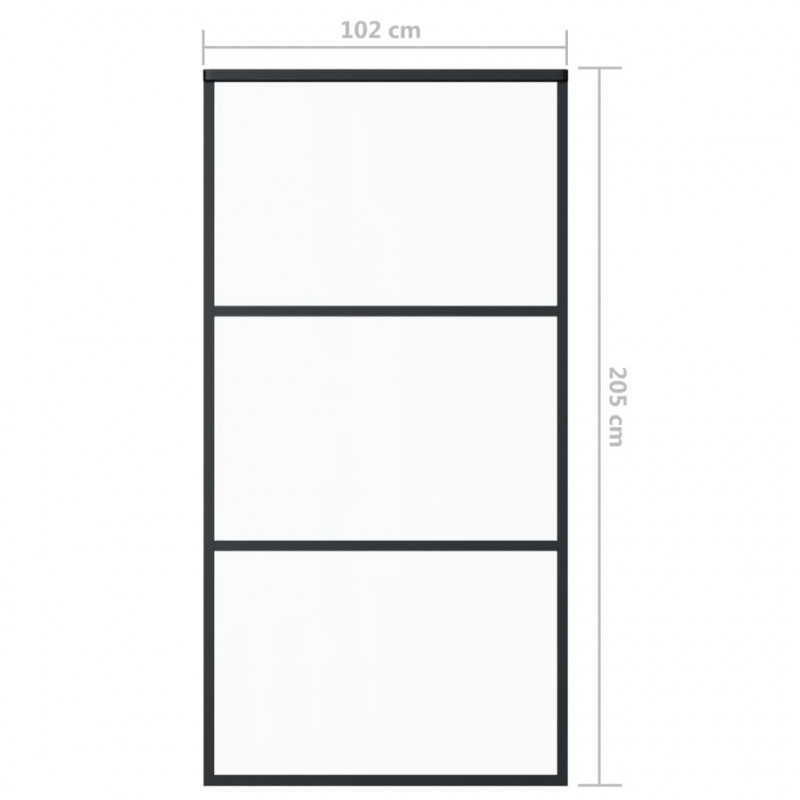 Drzwi przesuwne z osprzętem, szkło ESG i aluminium, 102x205 cm