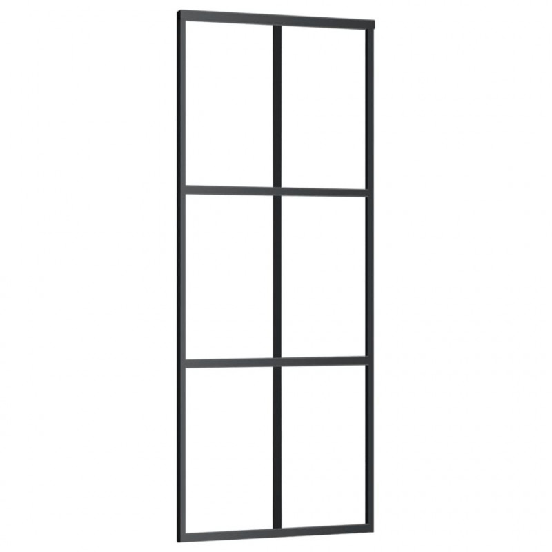 Drzwi przesuwne z osprzętem, szkło ESG i aluminium, 76x205 cm