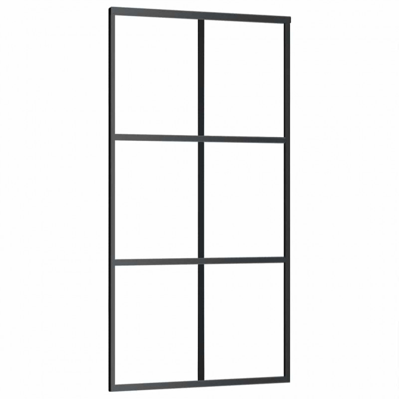 Drzwi przesuwne z osprzętem, szkło ESG i aluminium, 102x205 cm