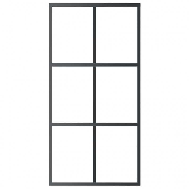 Drzwi przesuwne z osprzętem, szkło ESG i aluminium, 102x205 cm