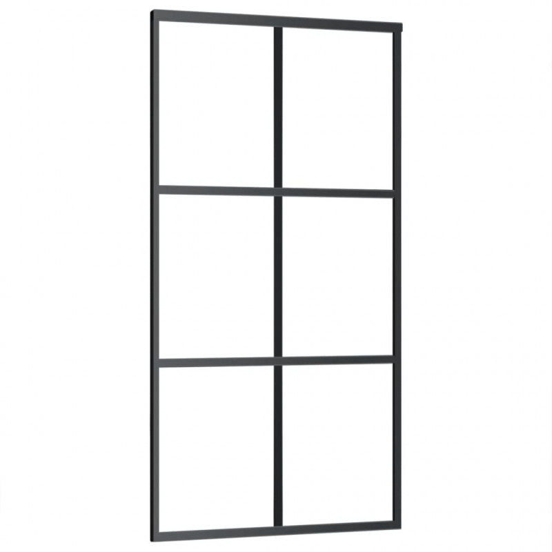 Drzwi przesuwne z osprzętem, szkło ESG i aluminium, 102x205 cm
