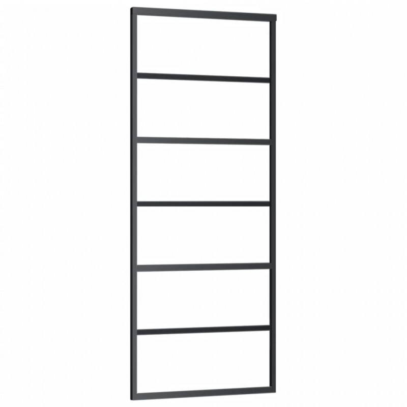 Drzwi przesuwne z osprzętem, szkło ESG i aluminium, 76x205 cm