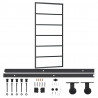 Drzwi przesuwne z osprzętem, szkło ESG i aluminium, 90x205 cm