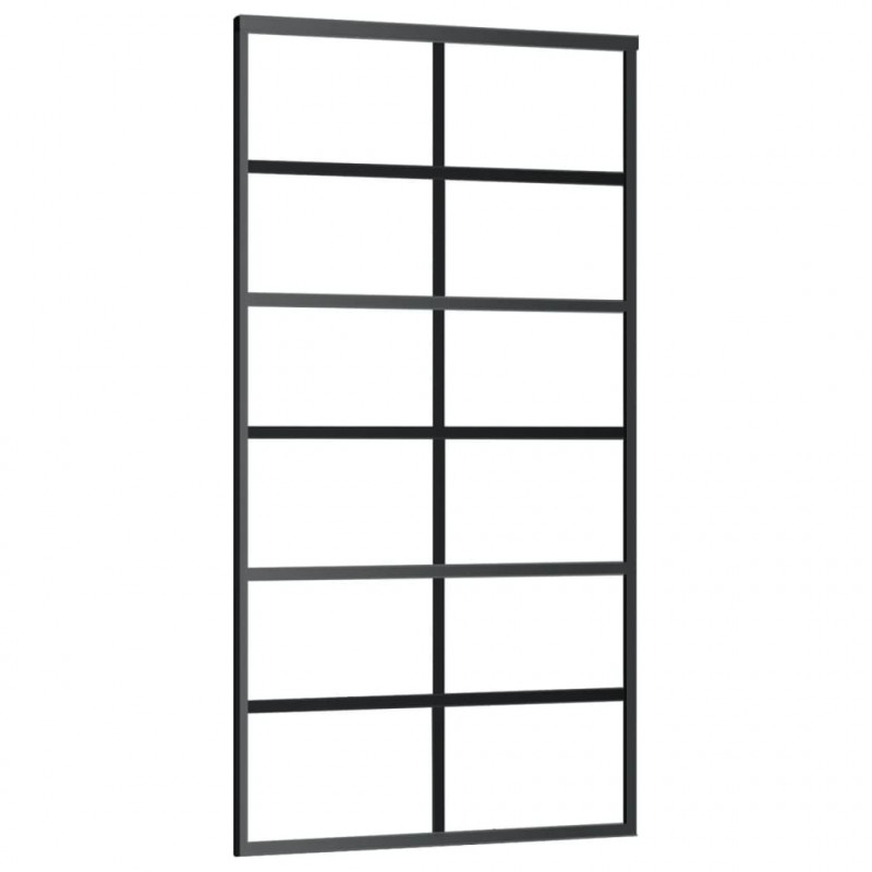 Drzwi przesuwne z osprzętem, szkło ESG i aluminium, 102x205 cm