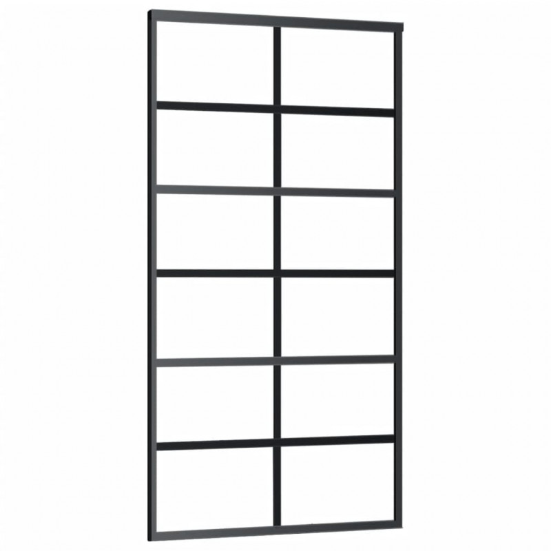 Drzwi przesuwne z osprzętem, szkło ESG i aluminium, 102x205 cm
