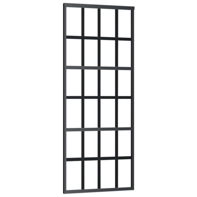 Drzwi przesuwne z osprzętem, szkło ESG i aluminium, 76x205 cm