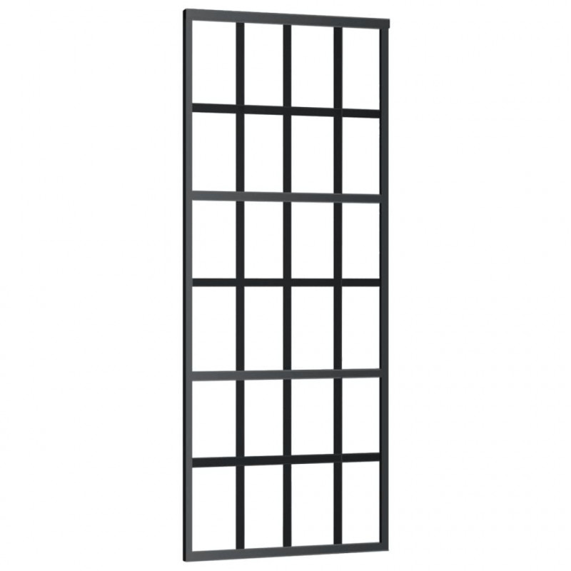 Drzwi przesuwne z osprzętem, szkło ESG i aluminium, 76x205 cm