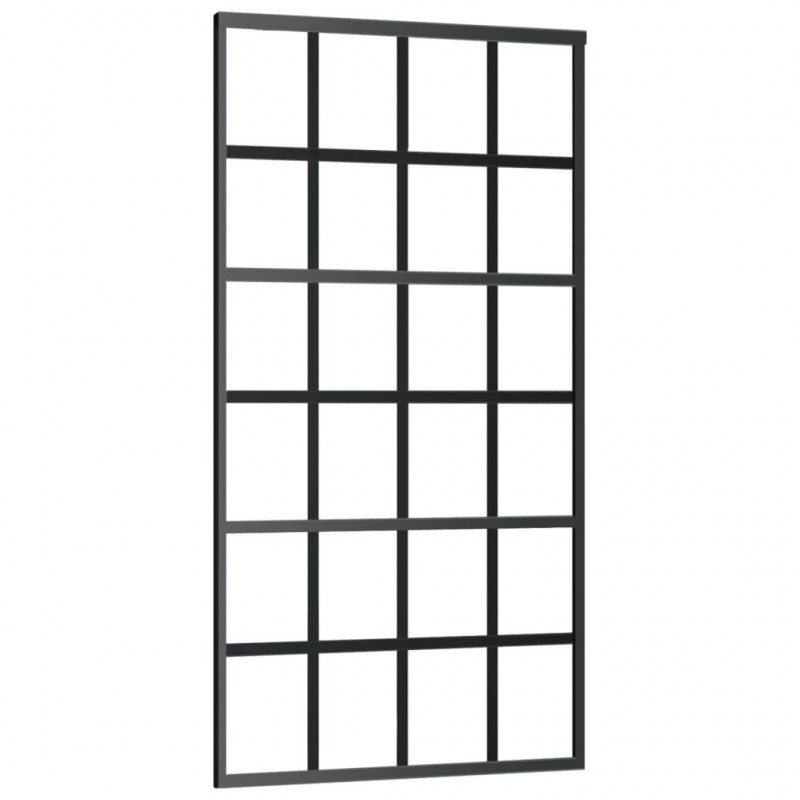 Drzwi przesuwne z osprzętem, szkło ESG i aluminium, 102x205 cm