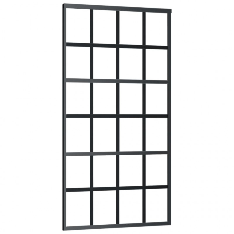 Drzwi przesuwne z osprzętem, szkło ESG i aluminium, 102x205 cm