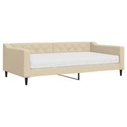 Sofa z materacem do spania, kremowa, 100x200 cm, tkanina