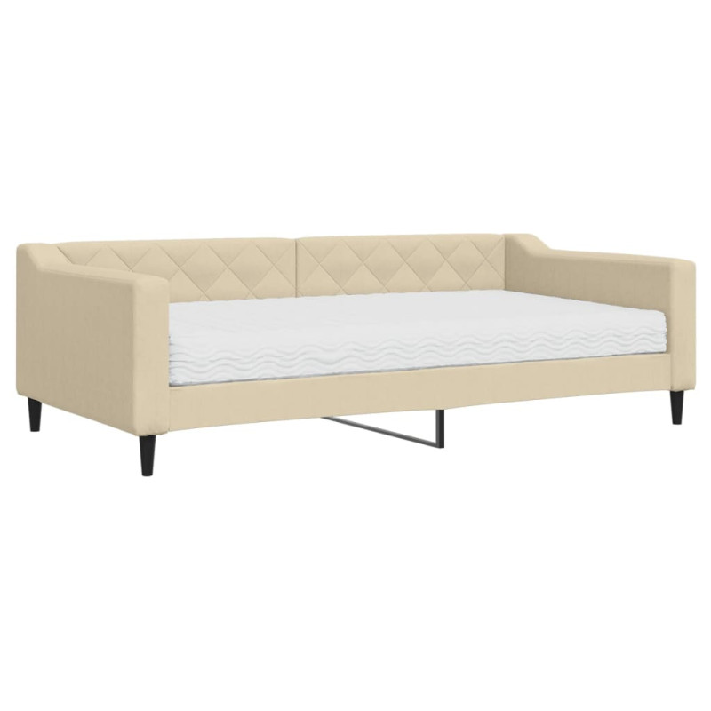 Sofa z materacem do spania, kremowa, 100x200 cm, tkanina