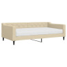 Sofa z materacem do spania, kremowa, 100x200 cm, tkanina