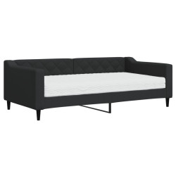 Sofa z materacem, czarna, 90x190 cm, tkanina