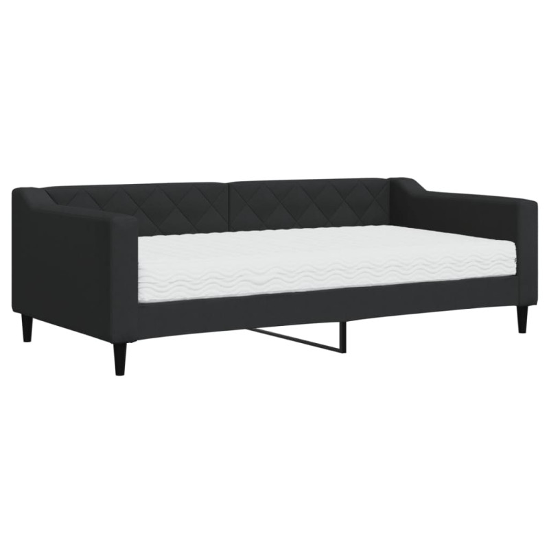 Sofa z materacem, czarna, 90x190 cm, tkanina