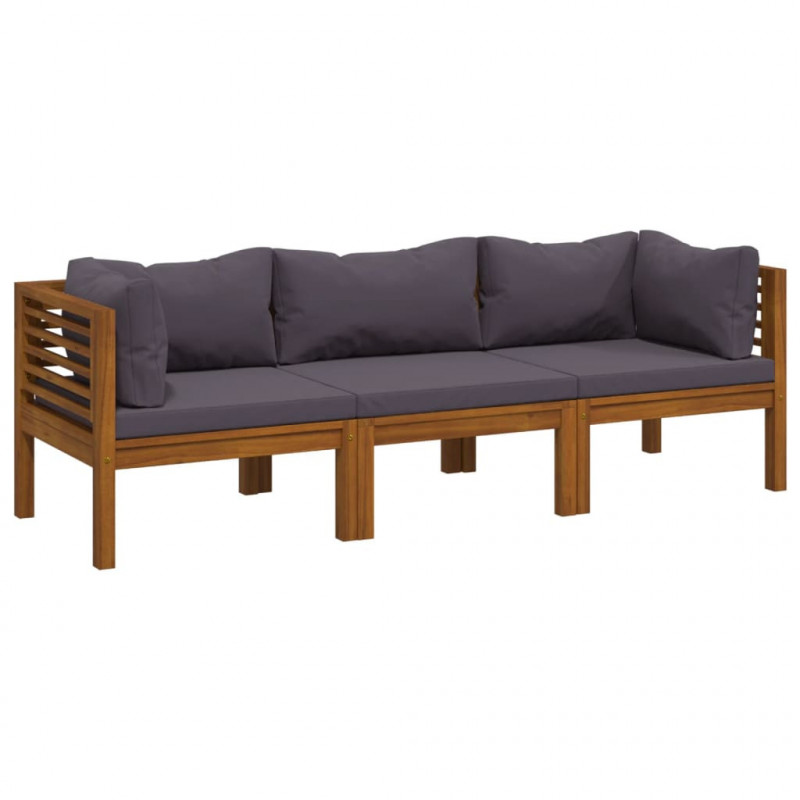 3-osobowa sofa ogrodowa z poduszkami, lite drewno akacjowe