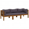 3-osobowa sofa ogrodowa z poduszkami, lite drewno akacjowe