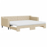 Sofa rozsuwana z materacami, kremowa, 80x200 cm, tkanina