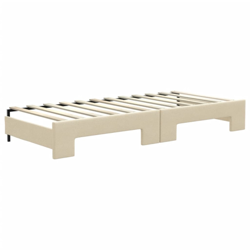 Sofa rozsuwana z materacami, kremowa, 80x200 cm, tkanina