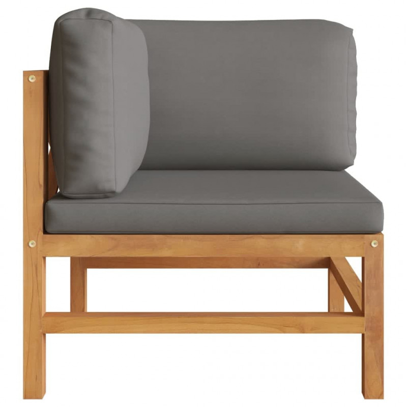 2-os. sofa ogrodowa z szarymi poduszkami, lite drewno tekowe