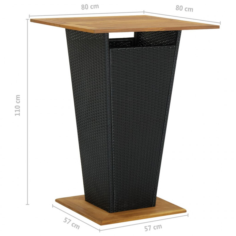 3-cz. zestaw mebli barowych z poduszkami, rattan PE, czarny