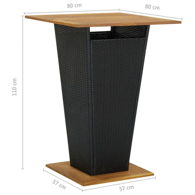 5-cz. zestaw mebli barowych z poduszkami, rattan PE, czarny