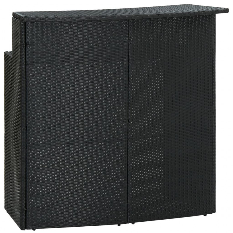 3-cz. zestaw mebli barowych z poduszkami, rattan PE, czarny