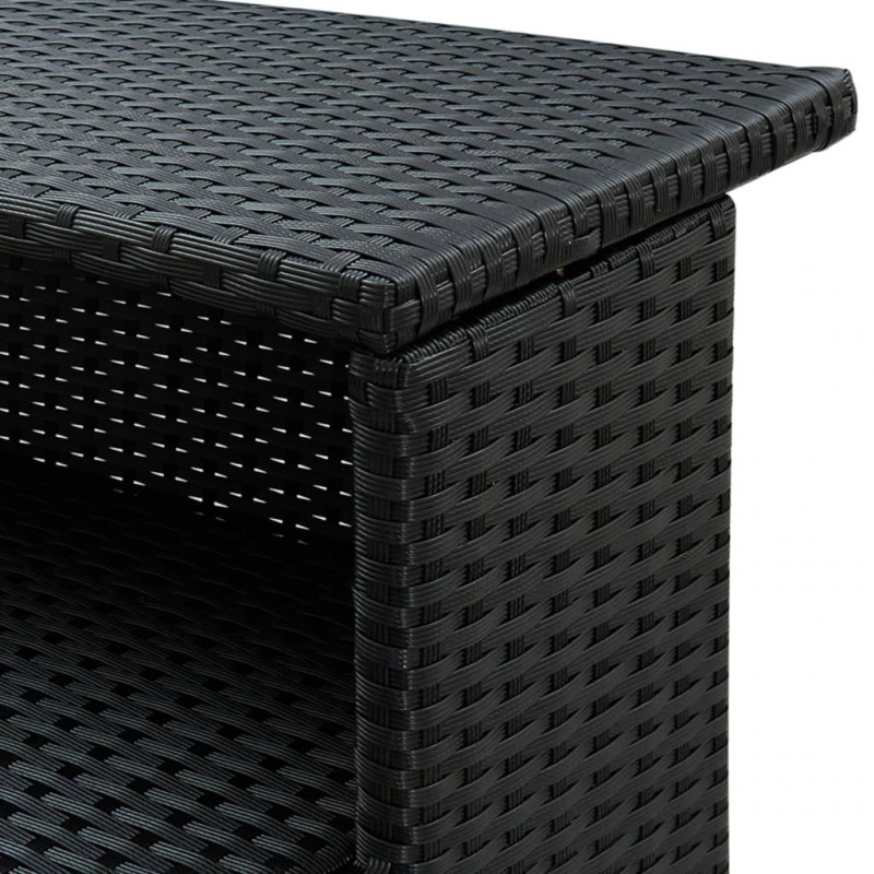 3-cz. zestaw mebli barowych z poduszkami, rattan PE, czarny