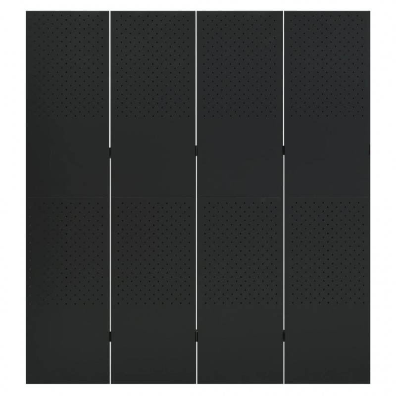 Parawany 4-panelowe, 2 szt., czarne, 160x180 cm, stalowe