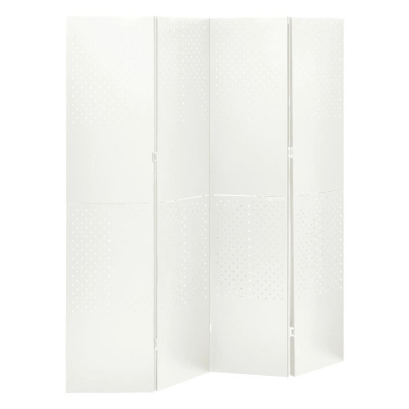 Parawany 4-panelowe, 2 szt., białe, 160x180 cm, stalowe