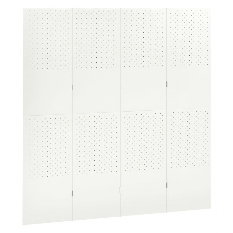 Parawany 4-panelowe, 2 szt., białe, 160x180 cm, stalowe