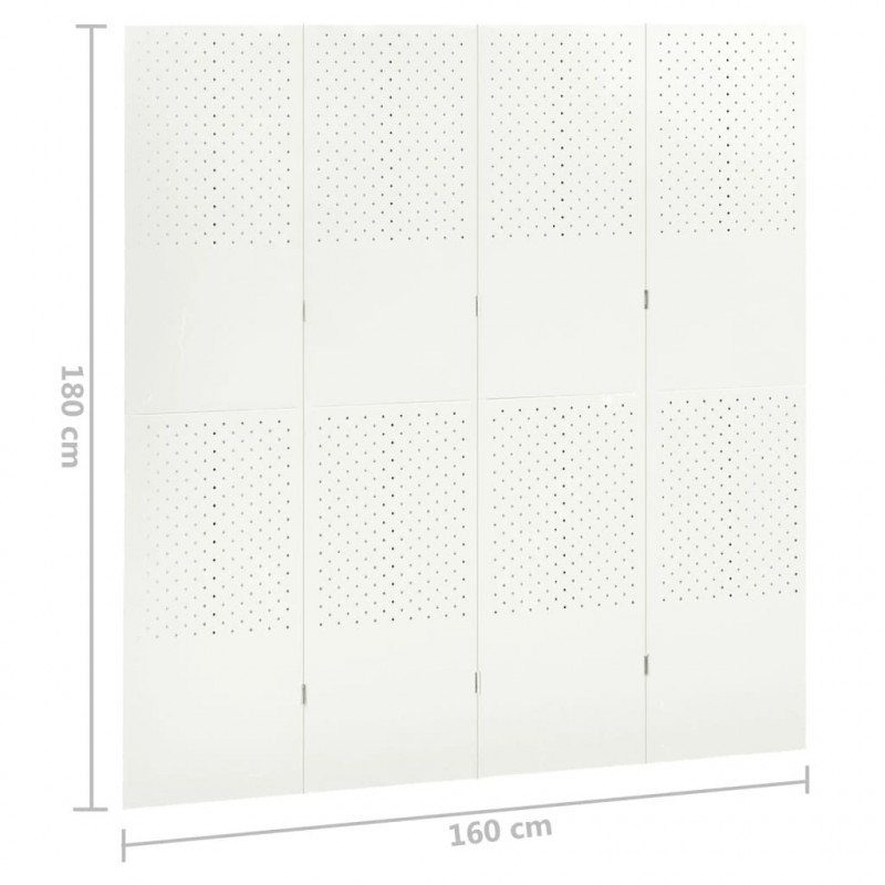 Parawany 4-panelowe, 2 szt., białe, 160x180 cm, stalowe