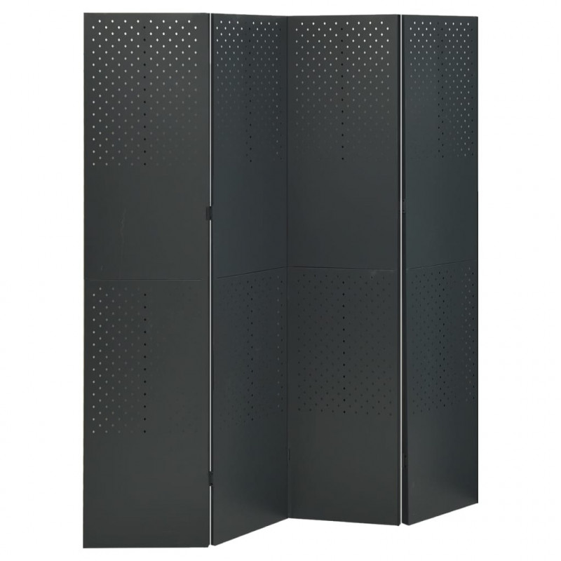 Parawany 4-panelowe, 2 szt., antracytowe, 160x180 cm, stalowe