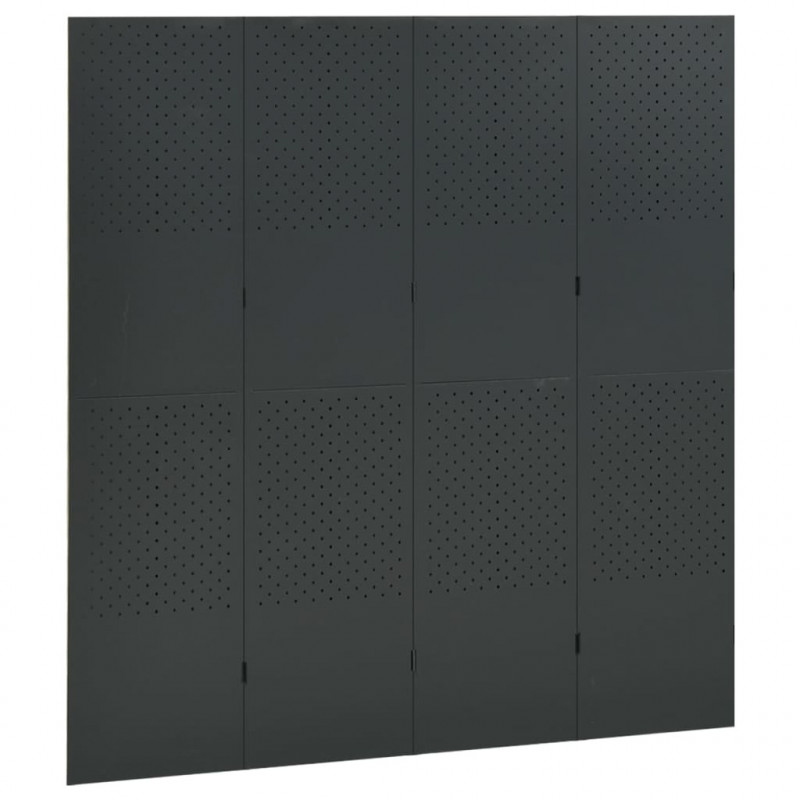 Parawany 4-panelowe, 2 szt., antracytowe, 160x180 cm, stalowe