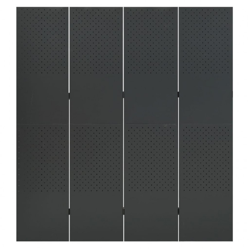 Parawany 4-panelowe, 2 szt., antracytowe, 160x180 cm, stalowe