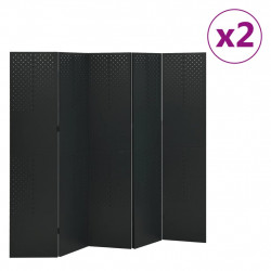 Parawany 5-panelowe, 2 szt., czarne, 200x180 cm, stalowe