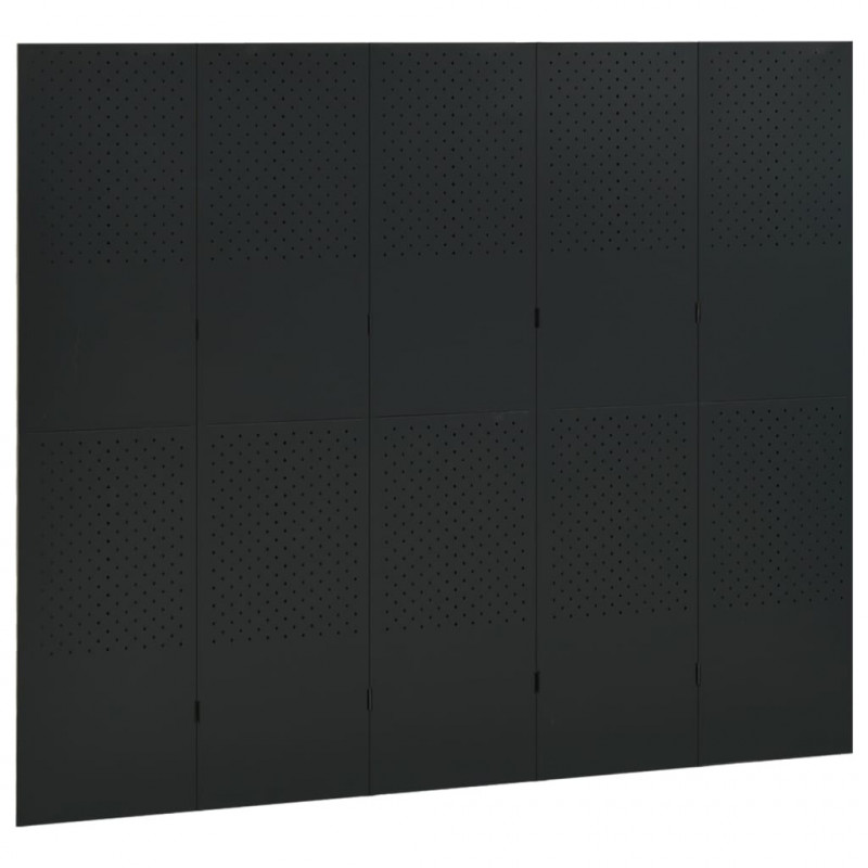 Parawany 5-panelowe, 2 szt., czarne, 200x180 cm, stalowe