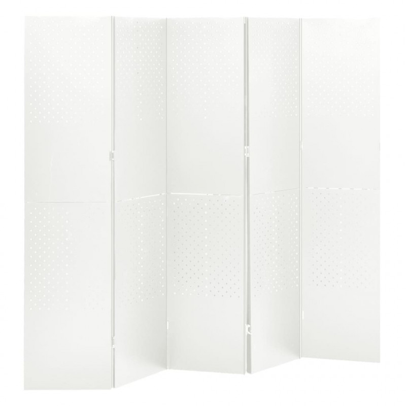 Parawany 5-panelowe, 2 szt., białe, 200x180 cm, stalowe
