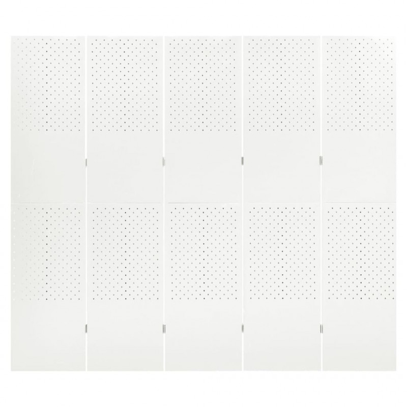 Parawany 5-panelowe, 2 szt., białe, 200x180 cm, stalowe