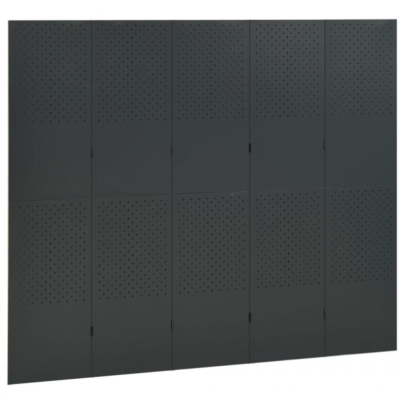Parawany 5-panelowe, 2 szt., antracytowe, 200x180 cm, stalowe