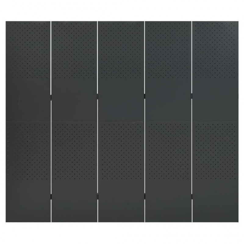 Parawany 5-panelowe, 2 szt., antracytowe, 200x180 cm, stalowe